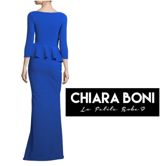Chiara Boni Dresses & Skirts - Chiara Boni La Petite Robe Billie Jean Asymmetric Peplum Mermaid Gown 44 Blue 8